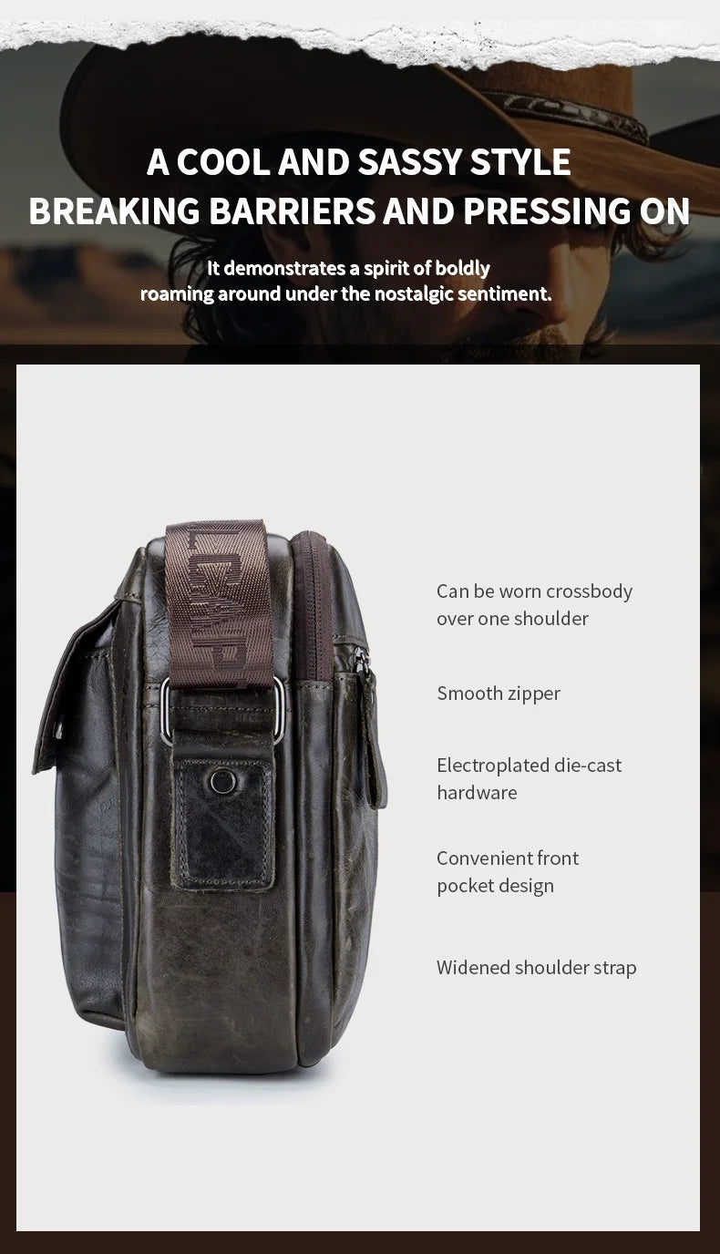 Genuine Leather Men's Crossbody Bag Large Capacity Casual Multifunctional Handbag A Fashion Business Briefcase