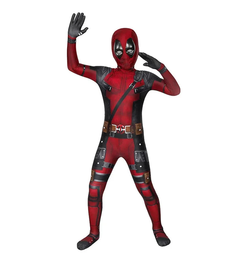 PU Sword Won‘t Break High Quality Deadpool Costume Kid Halloween Cosplay Costume Deadpool Suit Jumpsuit Deadpool Child Costume