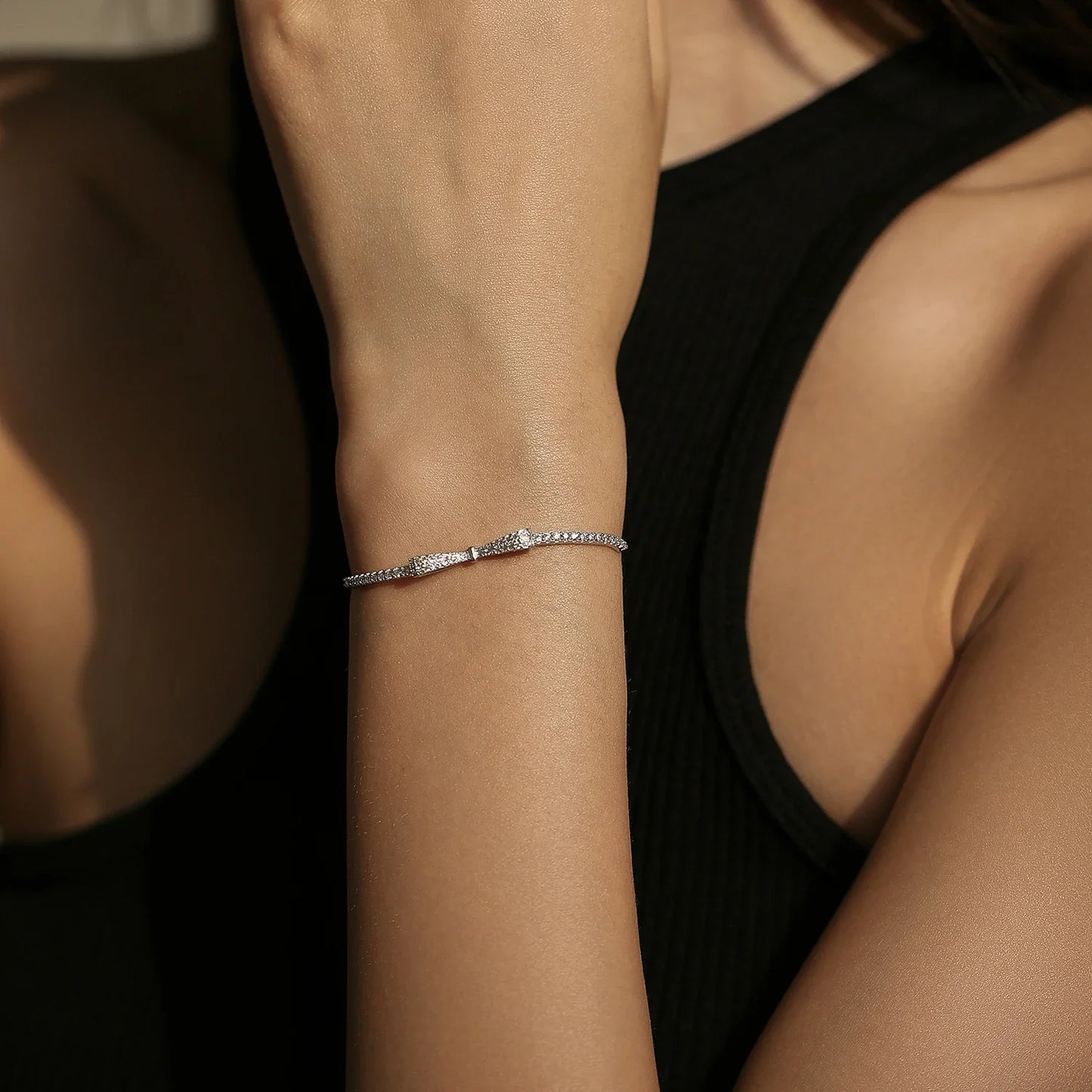 925 Sterling Silver Sparkling Zirconia Bowknot Bracelet Luxury Charm Adjustable Chain Link For Women Fashion Fine Jewelry