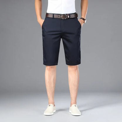 6 Colors Casual Shorts Men Summer New Fashion Business Straight Elastic Thin Short Pants High Quality Male Clothes Khaki Beige