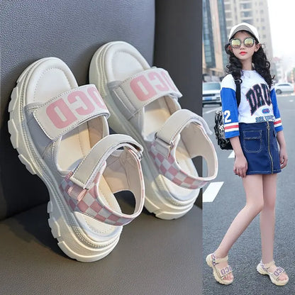 Girls Summer Fashion Sandals Kids Casual Outdoor Non Slip Lightweight Sandals Children's  Comfortable Design Cute Beach Shoes