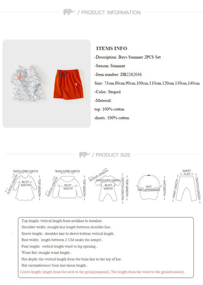 Boys Summer T-shirt 2PCS Set Childern Short Sleeve Top+Shorts Suits Kids Clothing Casual Trousers Pullover DB2262036