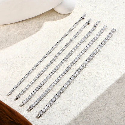 4.0mm 5.0mm DVVS1 Pass Diamond Test Round Cut Moissanite Tennis Bracelet White Gold Plated 925 Silver Jewelry for Women