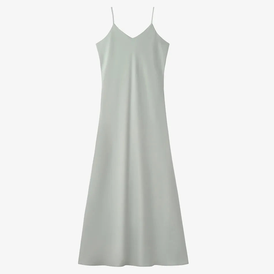 woman clothing high Stretch ribbing closed-fit wrap tops + Matte Satin dress Maxi matching sets (ship out in 1 day)