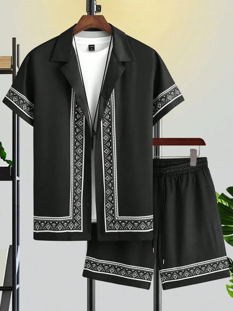 Conjunto de Camisa Masculina de Verão Impresso em 3D e Conjunto de Shorts Masculino e Feminino Moda Casual Fresco Simples Colarinho Havaiano