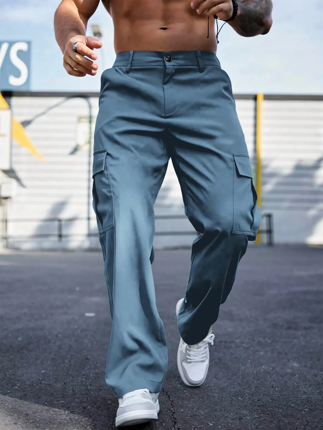 Men's Workwear Pants Wear-Resistant Sports Straight Leg Loose Summer Multi-Pocket Casual Trousers