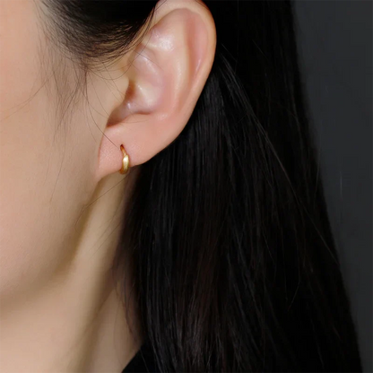 925 Sterling Silver Minimalist Matte Gothic Unisex Huggies Ear Hoop Earrings for Women Men Piercing Ear Buckle Jewelry