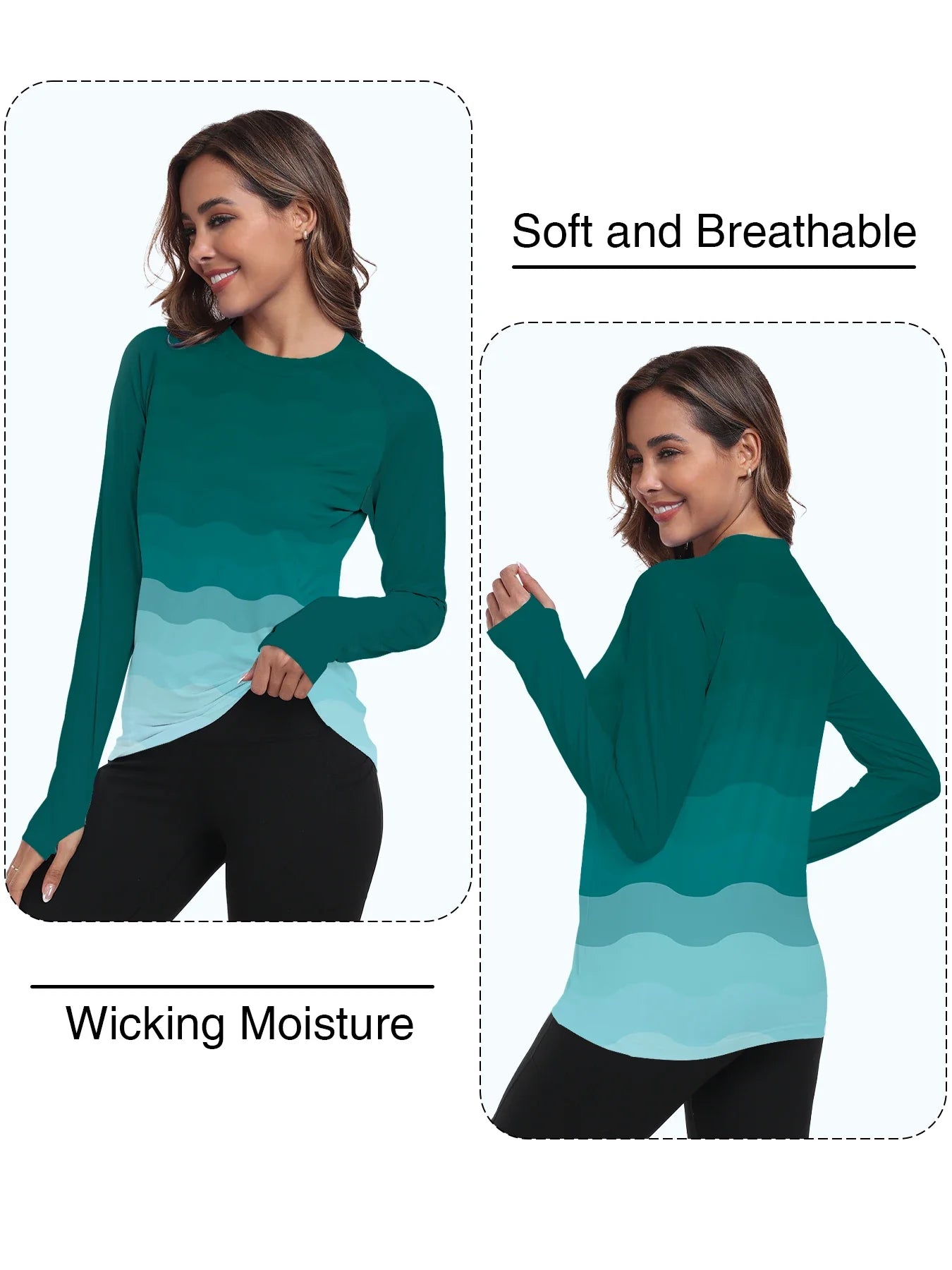 Women's UPF 50+ Sun Shirts Long Sleeve UV Protection Rash Guard Lightweight Quick Dry SPF Hiking Tops Outdoor