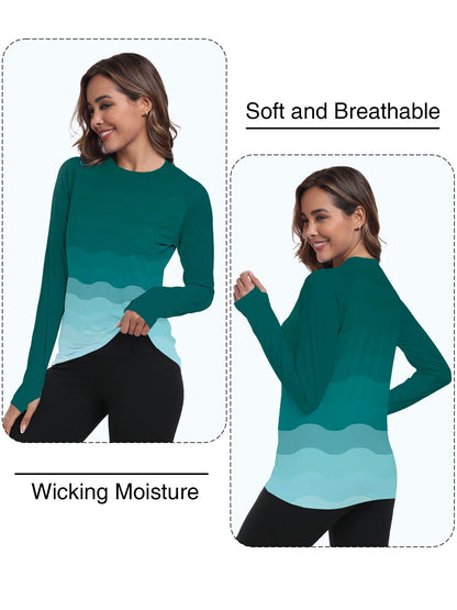 Women's UPF 50+ Sun Shirts Long Sleeve UV Protection Rash Guard Lightweight Quick Dry SPF Hiking Tops Outdoor