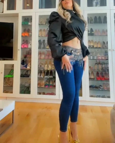 Calça Jeans Skinny Cintura Alta Lisa Casual com Bolso para o Dia a Dia