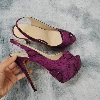 Women Sandals Sexy Pumps 14CM Platform Stripper High Heels Open Toe Stilettos Gladiator Party Dress Wedding Shoes Large Size 44