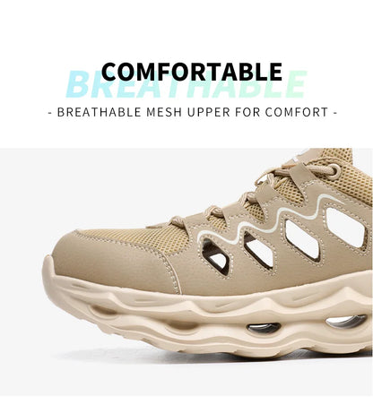 Men's Summer Breathable Safety Shoes Anti-smash Puncture-Proof Work Sneakers Fashion Footwear Comfortable Work Boots