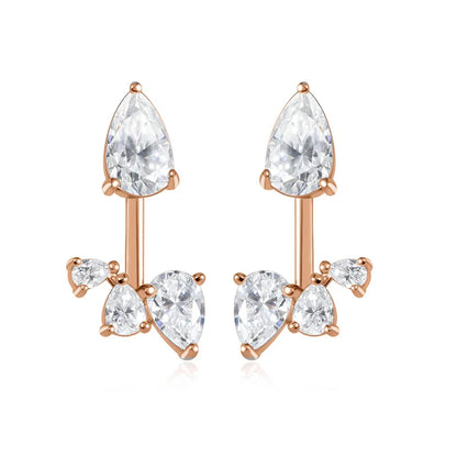 18k Plated Pear Cut 100% All Moissanite Stud Earrings for Women Girls Water Drop Luxury Ear Jewelry 925 Sterling Silver
