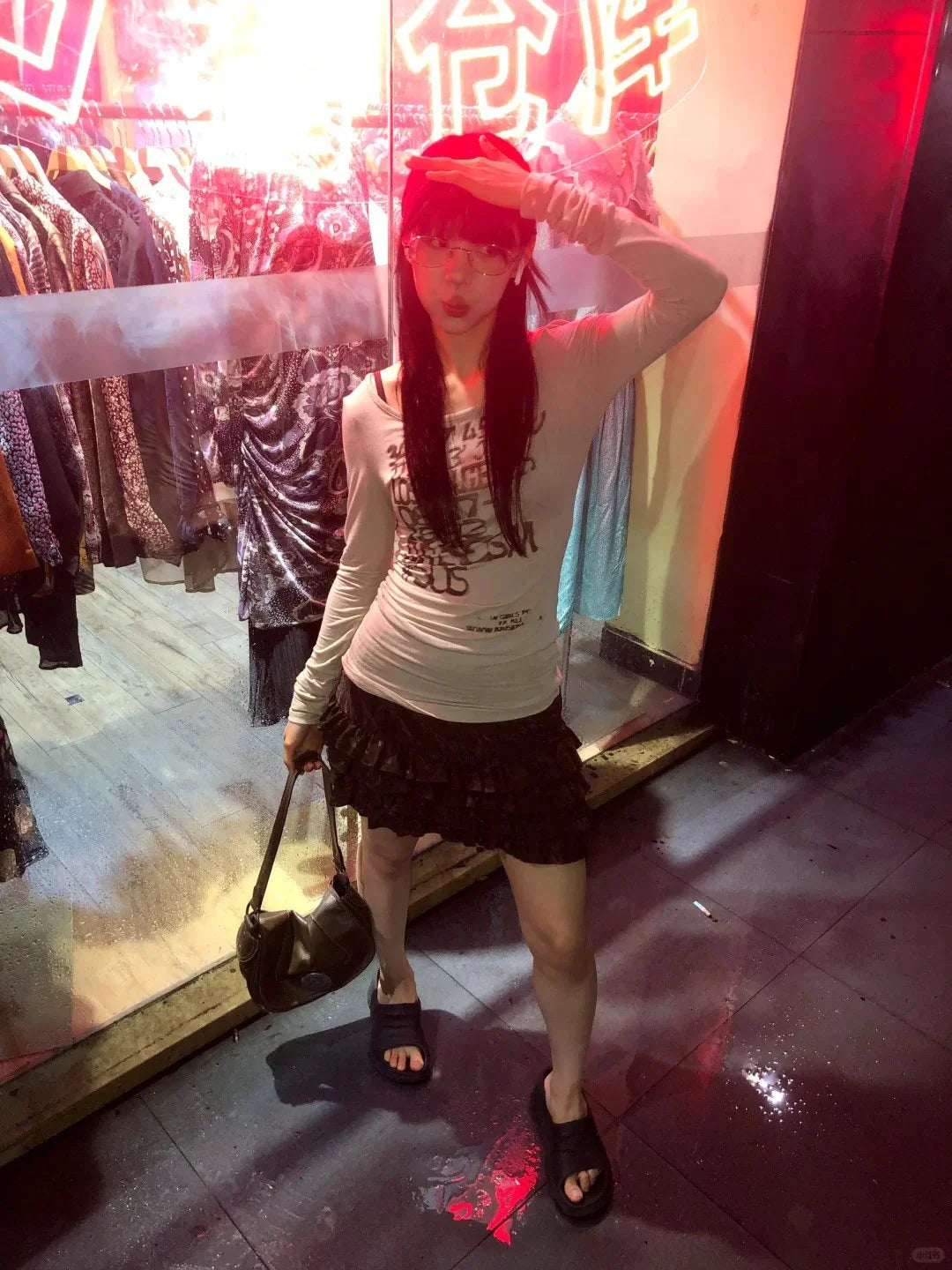 Karrram Camiseta Japonesa Y2k com Estampa de Letras Trashy Estilo Anos 2000 Blusas Caneladas de Manga Comprida Vintage Harajuku Streetwear Retrô Americano