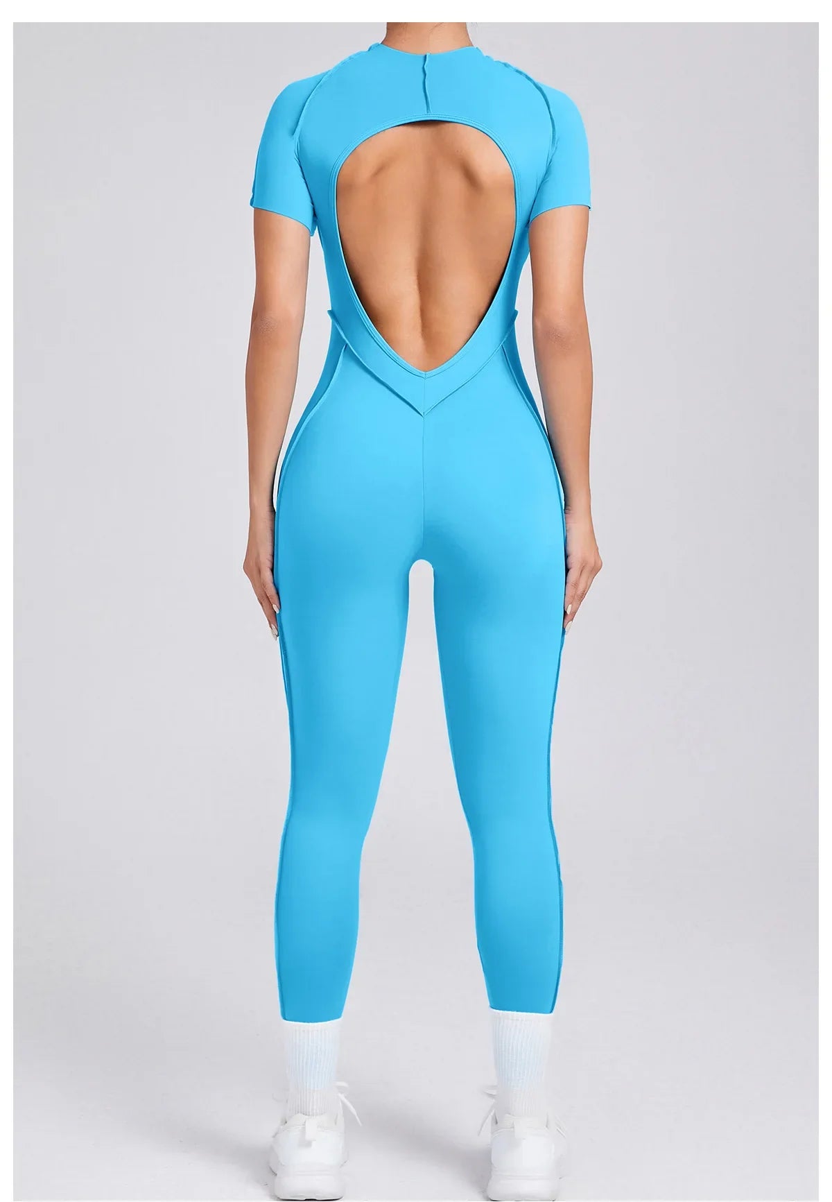 Women's High Elasticity Sports Bodysuit Kit Yoga Fitness Jumpsuit Open Back Hip-Lift Outdoors Gym Workout Sexy Fitness Outfit