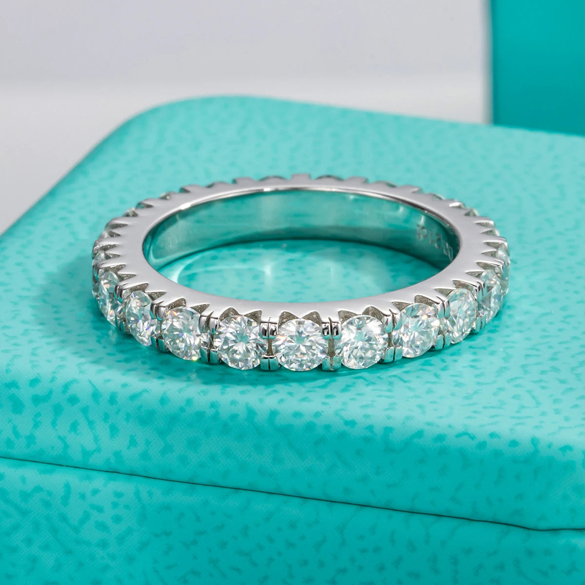 3mm 2-3ct D Color Moissanite Wedding Band Ring 925 Sterling Silver Eternity Band Engagement Rings for Women