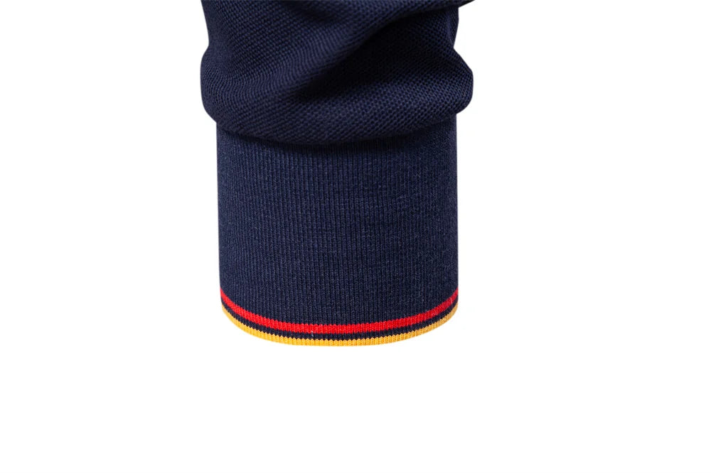 Men's Henley Neck Polo Shirt Cotton Solid Color Long Sleeve Autumn Winter Premium Luxury Mens Top