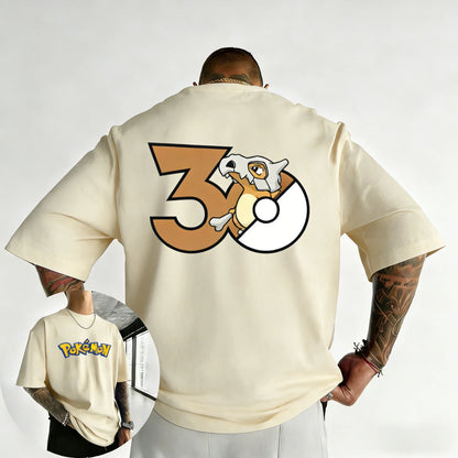 30th Anniversary Marowak Printed T-shirt Summer New Men's and Women's Loose Casual Hip Hop Trendy Short Sleeve Top