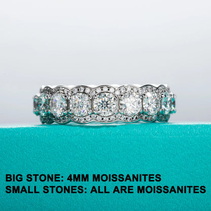 4mm 5.5cttw D Color Moissanite Wedding Band Ring 925 Sterling Silver Eternity Band  Rings For Women Jewelry Wholesale