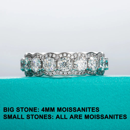 4mm 5.5cttw D Color Moissanite Wedding Band Ring 925 Sterling Silver Eternity Band  Rings For Women Jewelry Wholesale