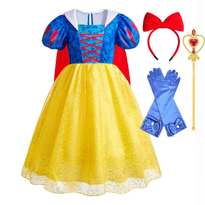 2025 Kid Elsa Anna Costume Girl Birthday Floral Dress Children Snow Queen Performance Fantasy Princess Evening Halloween Costume
