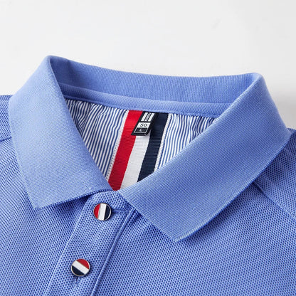 Original Design Men's Polo Shirt Lapel Long Sleeve T-Shirt Autumn New Solid Exquisite Letter Embroider Business Smart Menswear