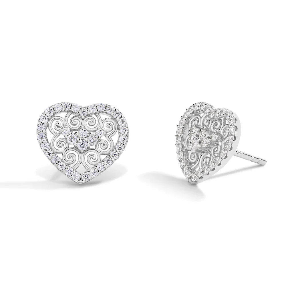 Luxury Heart Shape All Moissanite Earrings for Women D VVS1 Color s925 Sterling Silver Fine Jewelry Mother's Day Gifts