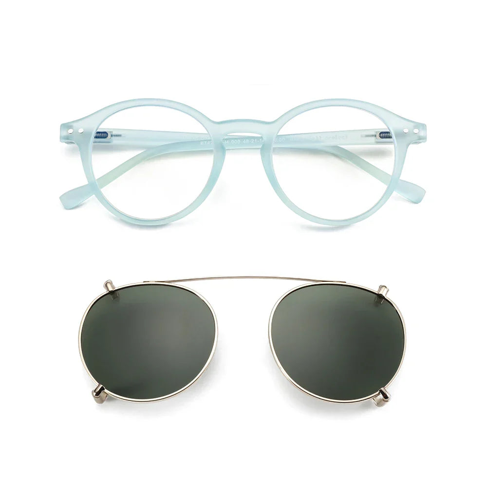 Steampunk Style Glasses (Anti Blue Light Blocking Eyewear) + Clip Lenses（Polarized Sunglasses Clips）for Women Men
