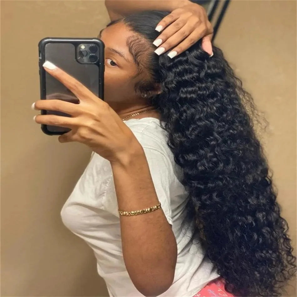 34 36inch Hd 13x4 13x6 Curly Wigs Deep Wave Frontal Wig Brazilian Curly Human Hair Wig Loose Water Wave Wig For Women