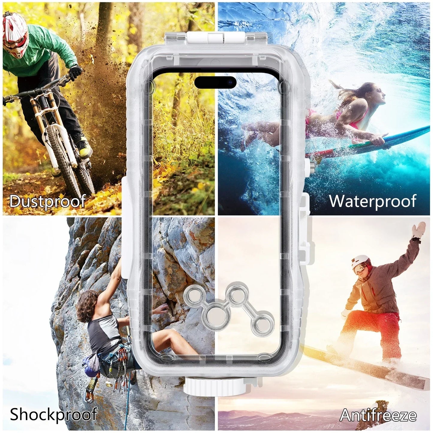 40m/130ft Waterproof Diving Case for iPhone 16 15 14 13 12 11 Pro Max Plus Photo Video Taking Underwater Housing Cover