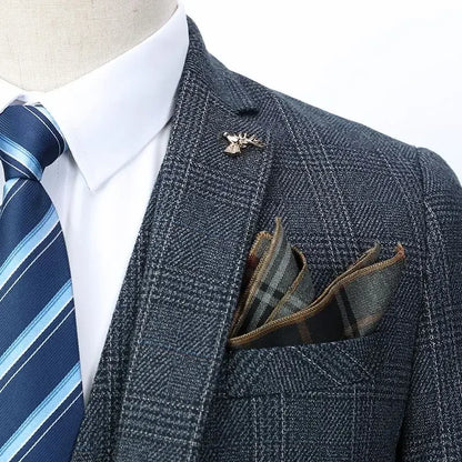 Linen Suit (Blazer+ Vest+Pants) Men's Fashion Hosts British Style Work Business Wedding Casual Art Style Elegant Gentleman Suit