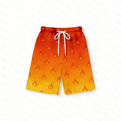 Anime One Piece Family Matching Outfits Ace Print Short Sleeve T-Shirt Shorts Set for Kids Adults Woman t-shirts and Shorts Set