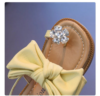 Sparkly Rhinestone Flip Flop for Girls Back Strape Children Slingbacks Shoes Nice Wedding Party Shoes with Large Bow-knot I05302