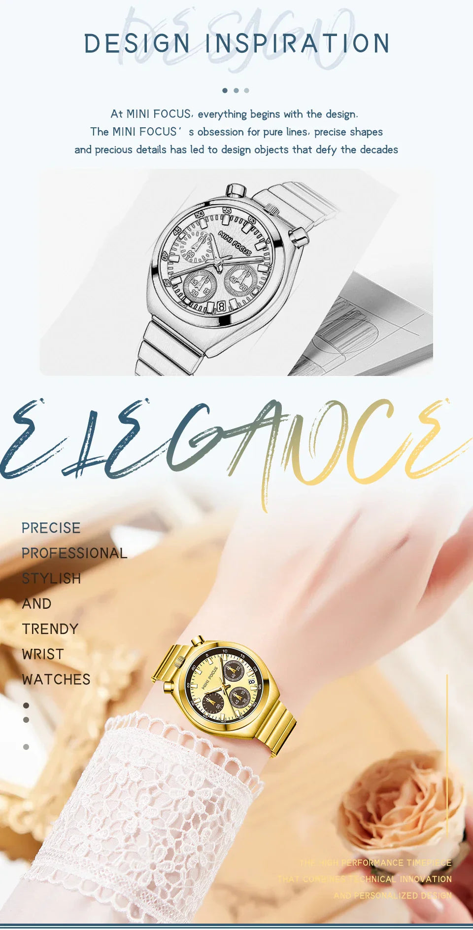 FOCUS Fashion Gold Watch Women Watches Ladies Creative Steel Women's Bracelet Watches Female Waterproof Clock Reloj Mujer