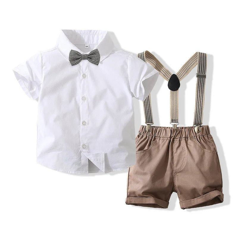 Kids Boys Formal Birthday Outfit Suit Toddler Gentleman Wedding White Shirt 1-7 Years Baby Pants Boys Ceremony Outfits
