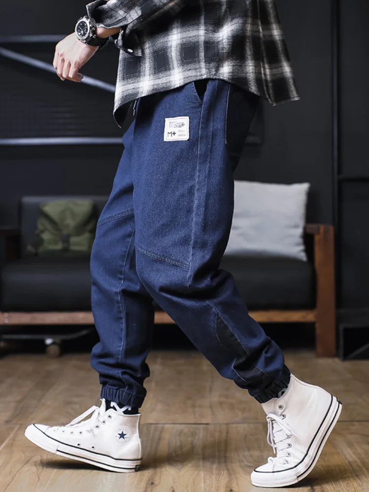 Calça Jeans Masculina Plus Size Solta Jogger Streetwear Harem Cargo Jeans Calças Jeans na Altura do Tornozelo