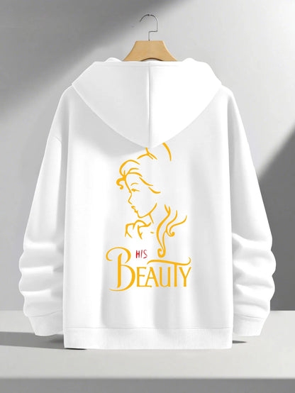 Romantic Theme Beauty and the Beast Couple Hoodies Men'S Women'S Separate Styles Pullover Casual Loose Fit Sweatshirt Hoodie Y2K