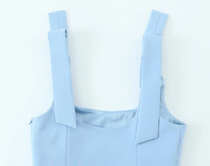 Sexy Chic Yellow Bow Tops Women Zipper Tie Up Slim Short Cami Tops Women Fashion 2025 Summer Elegant Y2K Girl Blouses