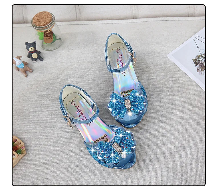 Girls High Heels For Kids Princess Leather Sandals Children Halloween Cosplay Party Wedding Dancing Shoes Fashion Crystal Shoes