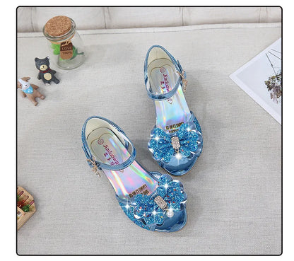 Girls High Heels For Kids Princess Leather Sandals Children Halloween Cosplay Party Wedding Dancing Shoes Fashion Crystal Shoes