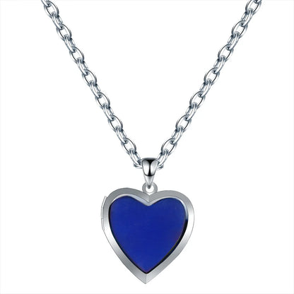 Heart Mood Locket Necklace Color Changing Necklace Temperature Mood Stainless Steel Love Shape Photo Pendant Necklace Jewelry