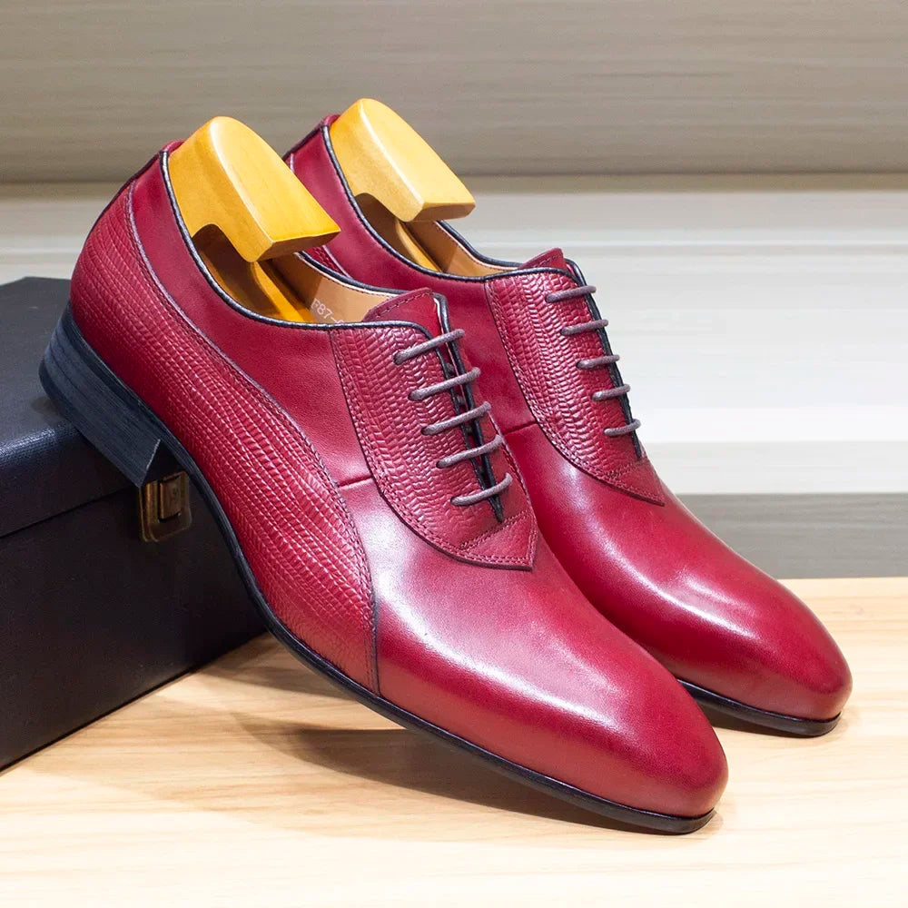Luxury Genuine Leather Men's Dress Shoes Oxford Handmade Formal Office Business Wedding Classic Lace-Up Footwear