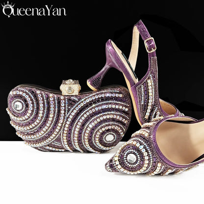 Newest INS Style Elegant High Heels Pointed-Toe Nigeria Popular Design African Ladies Shoes And Bag Set