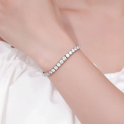 100% 925 Sterling Silver Gradient Size Moissanite Tennis Bracelet For Women Diamond Bangle Luxury Fine Jewelry Gift