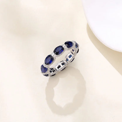 Sapphire Sparkling Ring Oval Cut Design 925 Sterling Silver for Women Men Wedding Elegant Party Jewelry Gifts Hot Sale
