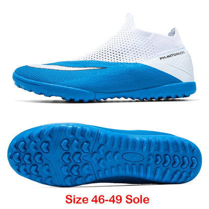 Big Size 49 48 Slip On Soccer Shoes Unisex Long Spike AG/TF Artificial Football Shoes Indoor Anti-slip Training Sport Boots
