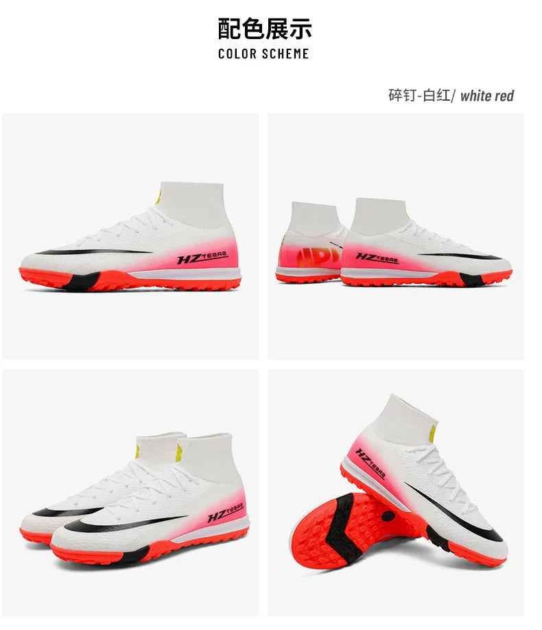 New Men Soccer Shoes Boys Cleats Adult Outdoor Breathable Football Boots Training Sport Long Spikes Non Slip Match Comfortable