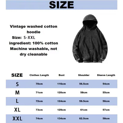 Anime Graphic Hooded Men Women Vintage Hoodies Washed Cotton Sweatshirt Harajuku Streetwear Male Pullover