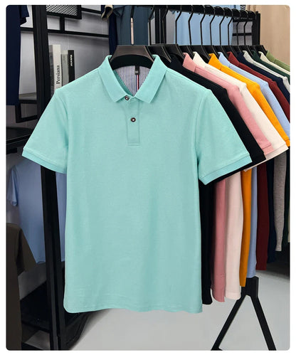 100% cotton short sleeve polo shirt comfortable lightweight high-end brand fashionable simple summer men's casual lapel T-shirt