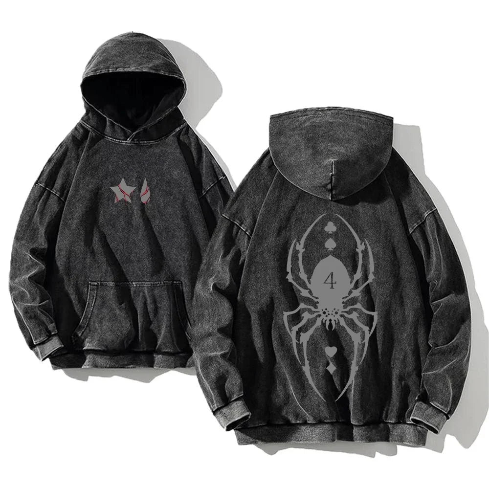 2024 Anime Hunter X Hunter Washed Hoodies Manga Printed Hoodies For Men Harajuku Pullover Contains Cotton Sweatshirts Clothing